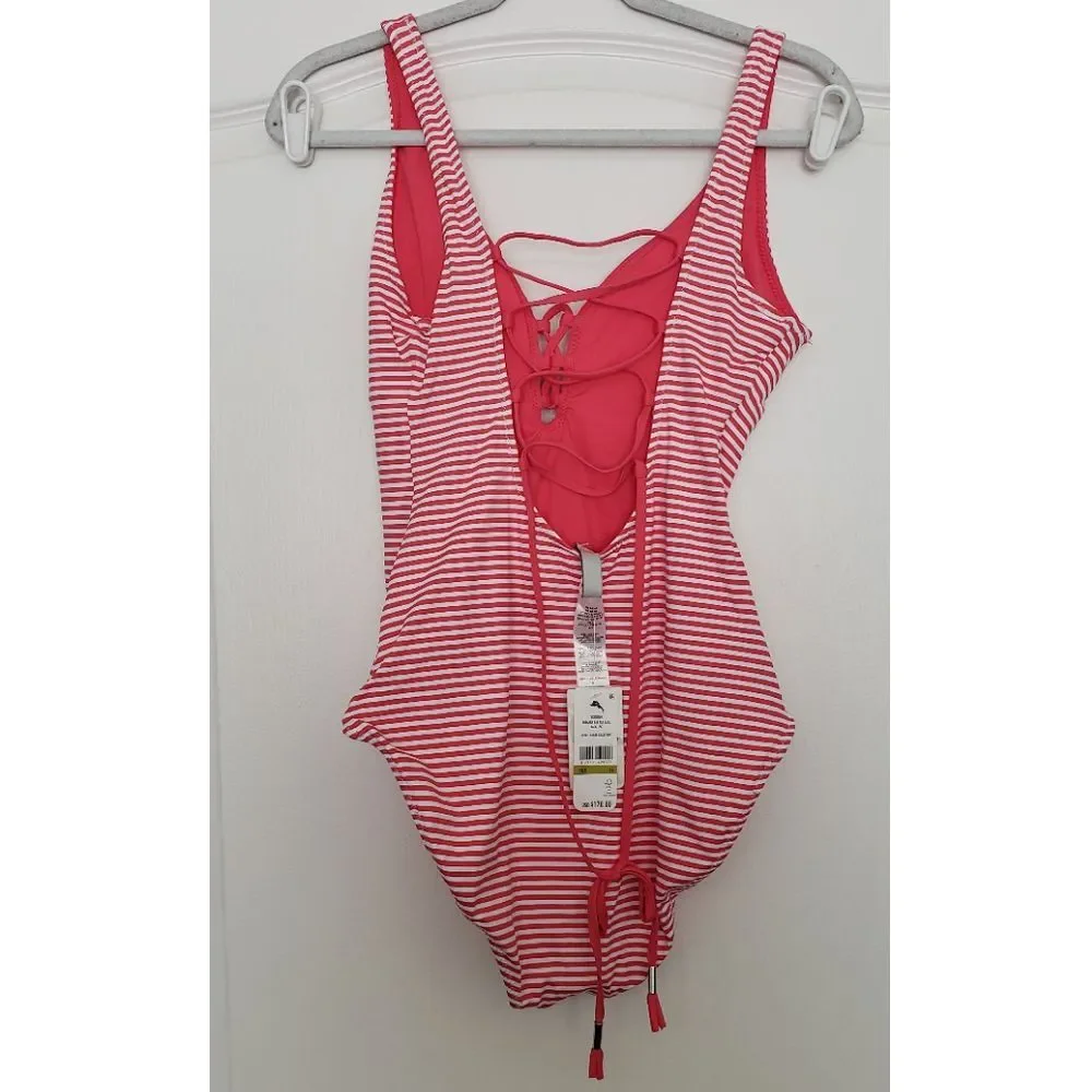 Tommy Bahama Breaker Bay Reversible‎ Lace Back One-piece SPF50 SZ 14 Beach